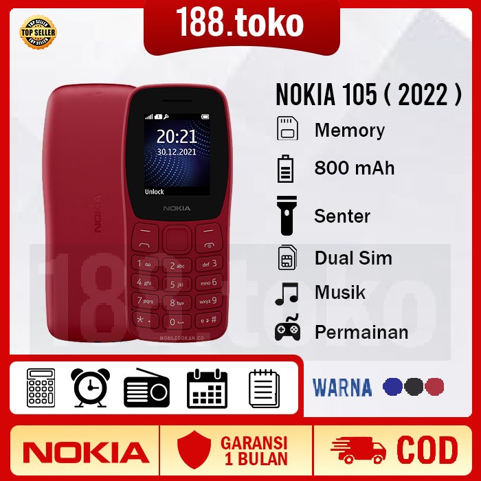 Jual HP NOKIA 105 2022 Dual Sim Bisa Indonesia Garansi Shopee Indonesia