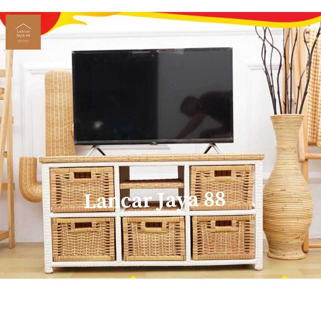 Jual Lemari Tv Rotan Sintetis Laci Minimalis Shopee Indonesia