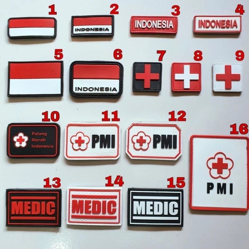 Jual Tempelan Emblem Karet Logo PMI INDONESIA MEDIC Patch Rubber