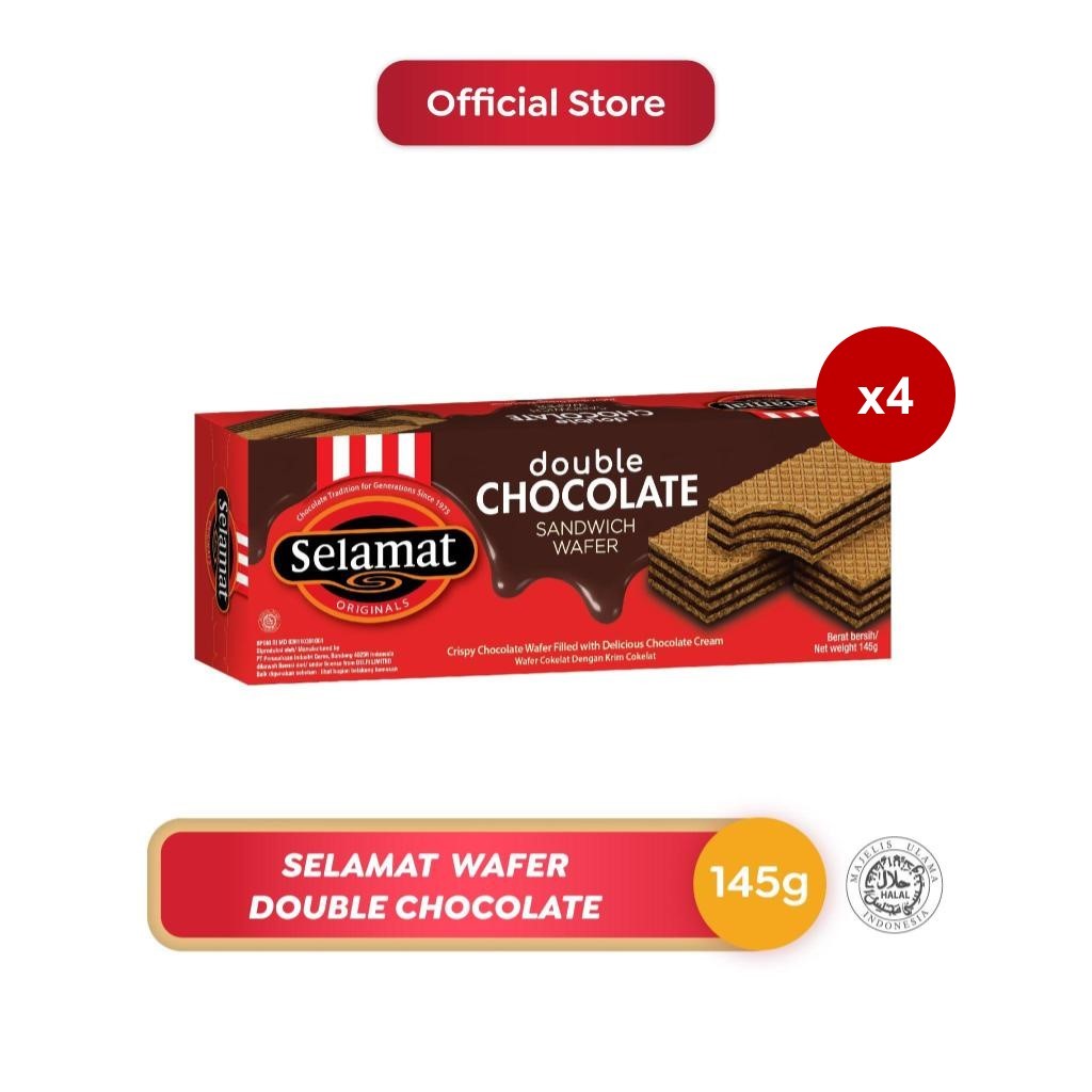 Jual Selamat Wafer Double Chocolate 145 G X 4 Pcs Shopee Indonesia