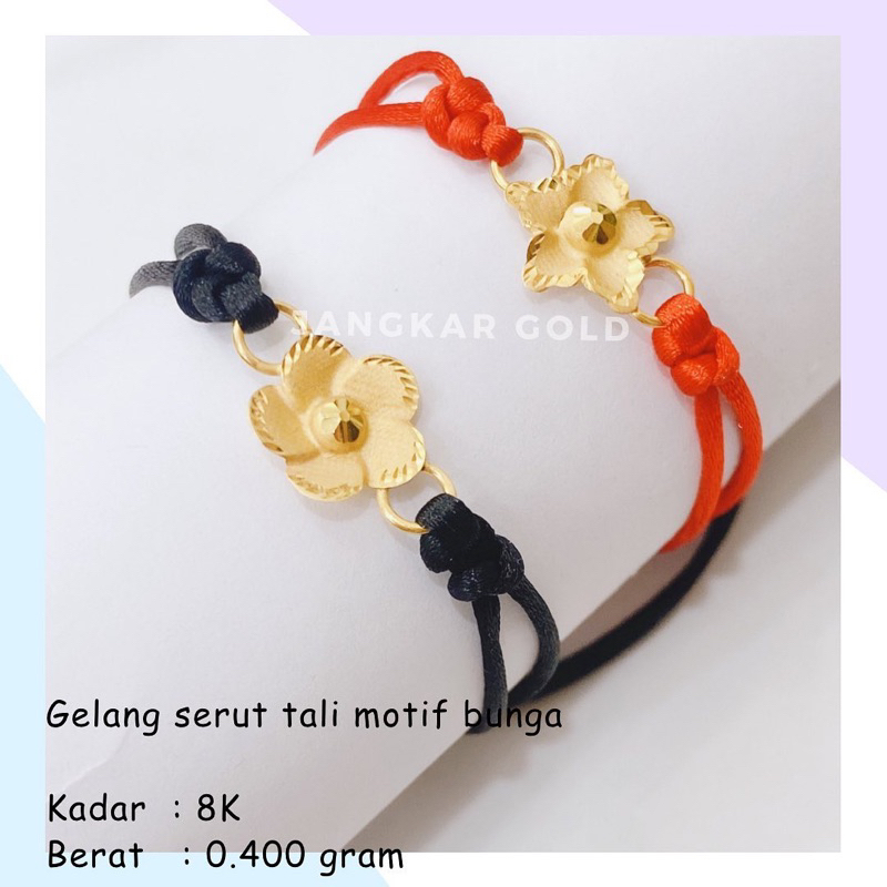 Jual GELANG SERUT TALI CHARM BUNGA 0 400GR 8K FLOWER CANTIK MEWAH