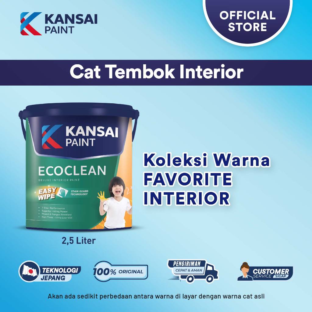 Jual Kansai Paint Cat Tembok Interior Eco Clean Favorit Kemasan 2 5