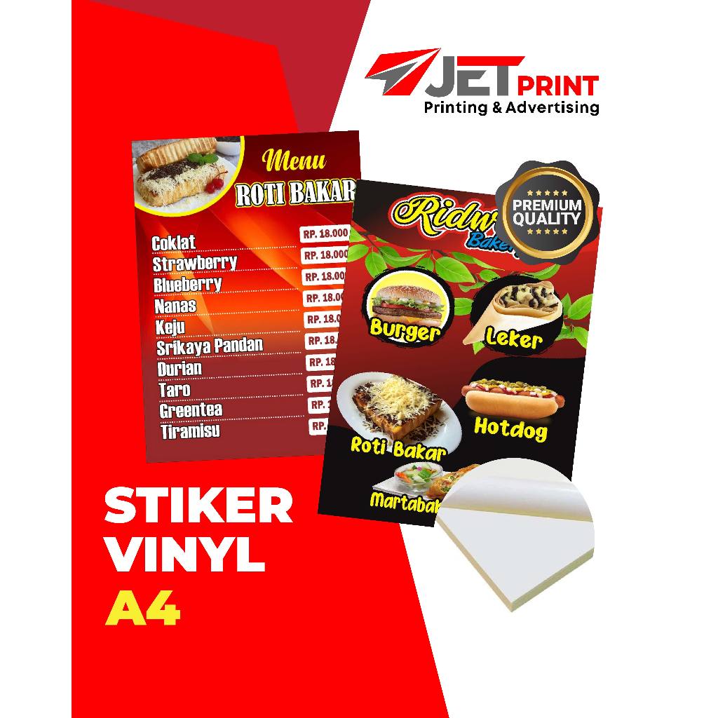 Jual Cetak Stiker Menu Poster Informasi Payment Vinyl A Laminasi Gloss