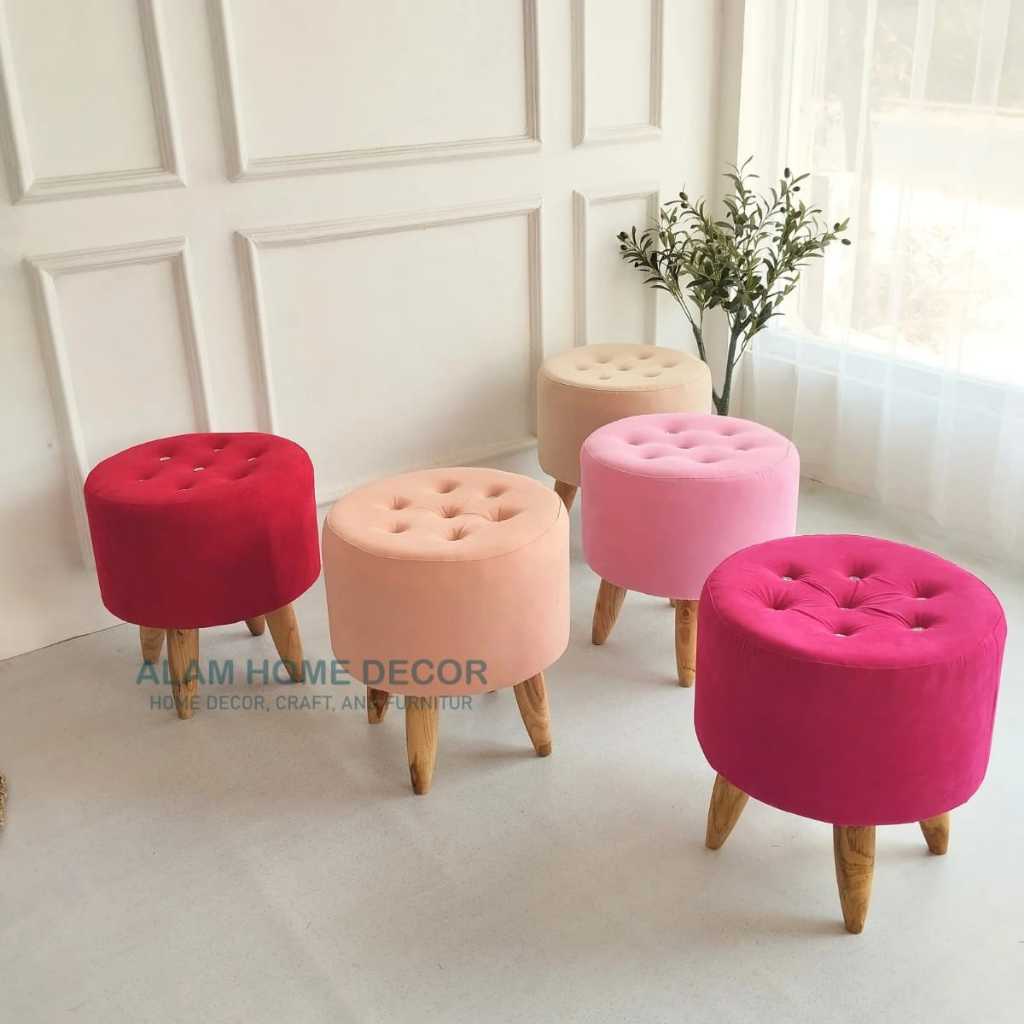 Jual Sofa Stool Kancing Bulat Jamur Cafe Banyak Pilihan Warna Kursi