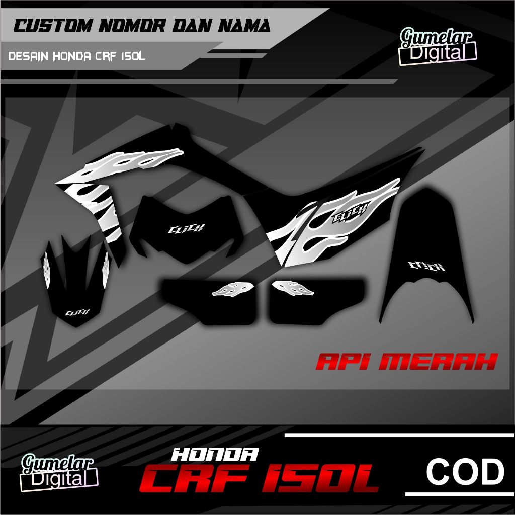 Jual STRIPPING SIMPEL HONDA CRF 15L API HOT WHEELS CUSTOM NAMA SUDAH DI