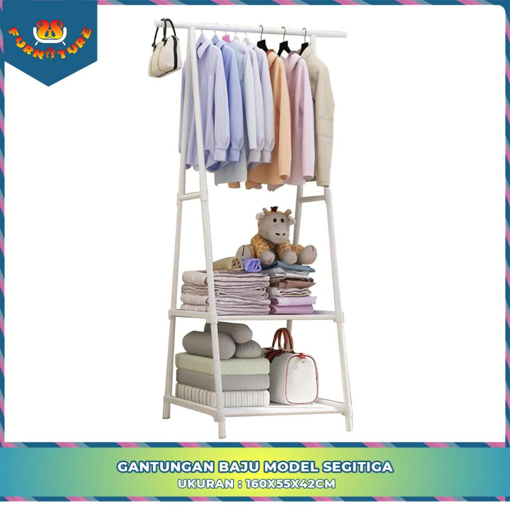 Jual Furniture Gantungan Baju Model Triangle Segitiga Dengan Rak