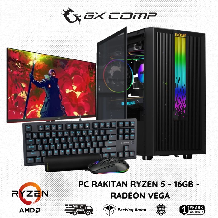 Jual PC Rakitan Gaming Full Set AMD Ryzen 5 5600G RAM 16GB SSD