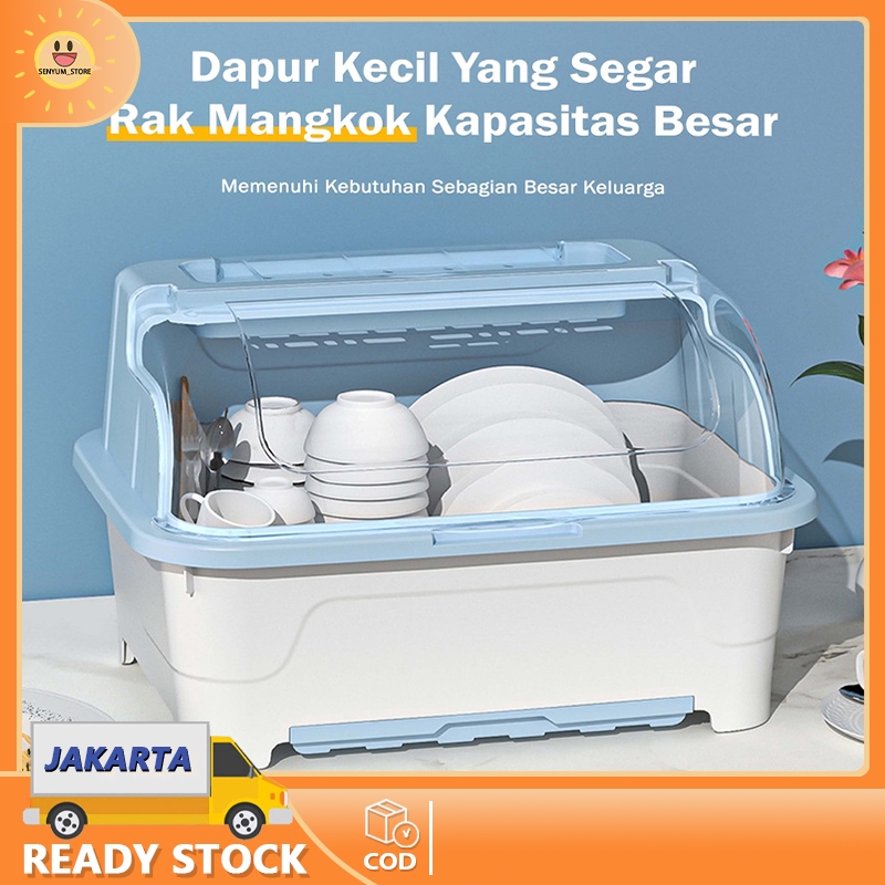 Jual Rak Pengering Air Mangkok Rak Piring Plastik Dengan Tutup Rak