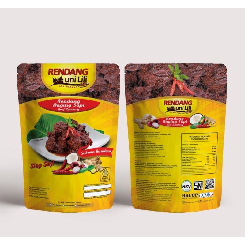 Jual RENDANG DAGING 120 Gr ASLI PADANG RENDANG UNI LILI MD BPOM HALAL