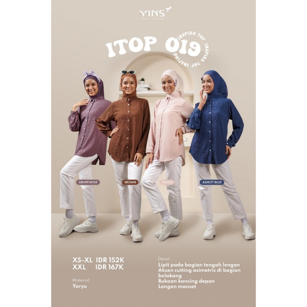 Jual Tunik Youth Inspire Itop Kemeja Yins Muslimah Ori Branded