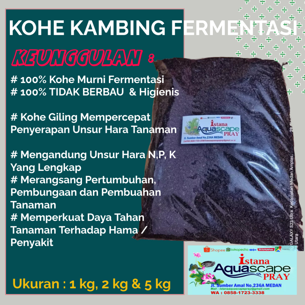 Jual PUPUK KOHE KAMBING GILING FERMENTASI 2 KG Shopee Indonesia