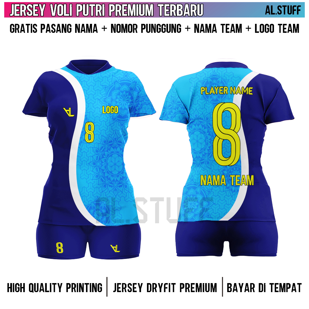 Jual Jersey Voli Putri Premium Terbaru Full Printing Gratis Pasang Nama