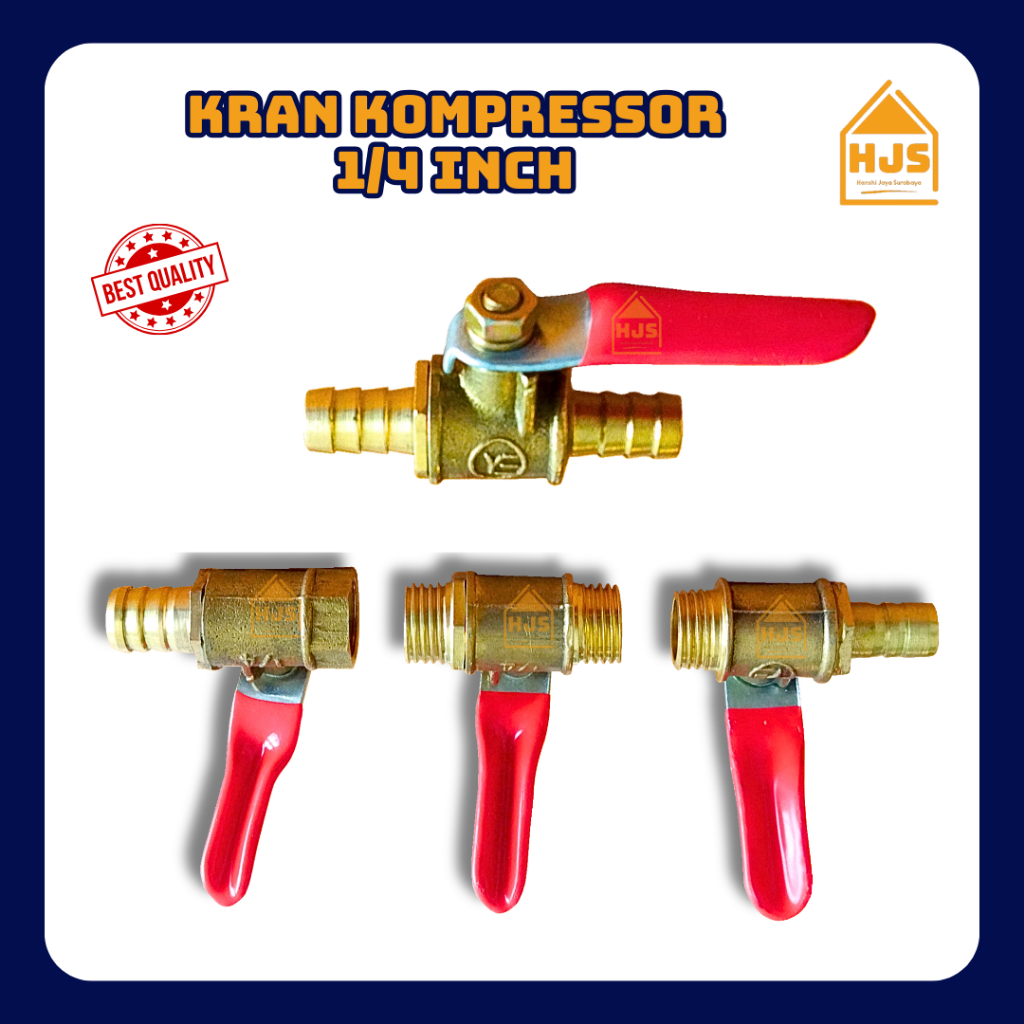 Jual Kran Angin Kompresor Kuningan 1 4 Inch Stop Keran Kompresor