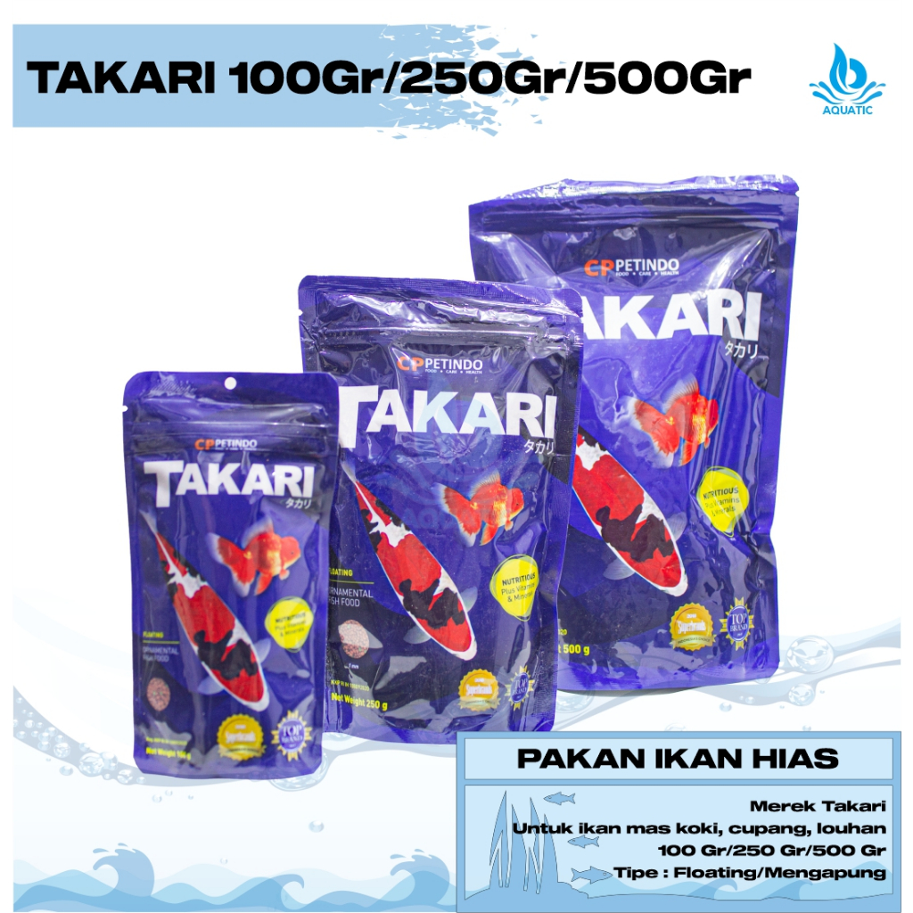 Jual Pakan Pelet Takari CPPETINDO Fish Food 1mm 2mm 5mm Mix 100gr