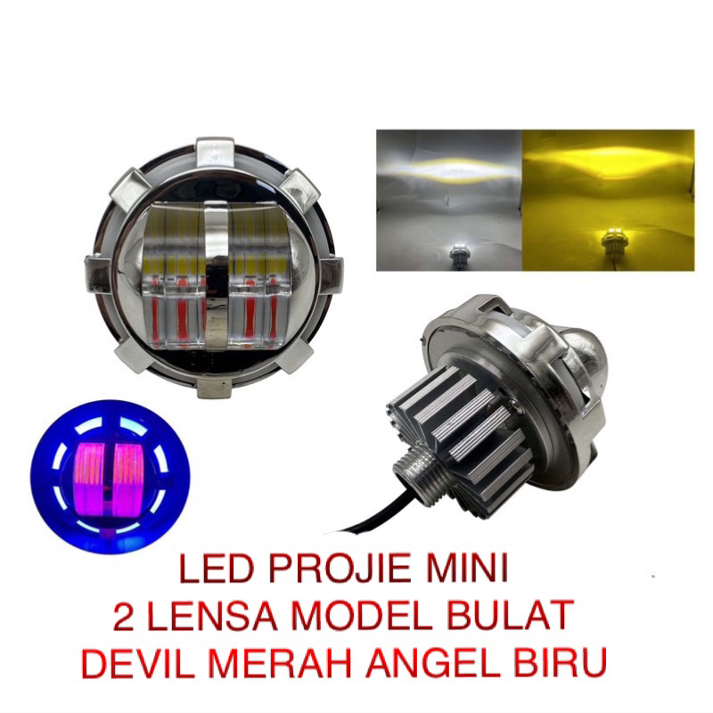 Jual Lampu Tembak Biled Projie Led 2 Lensa Mini Model Bulat Putih