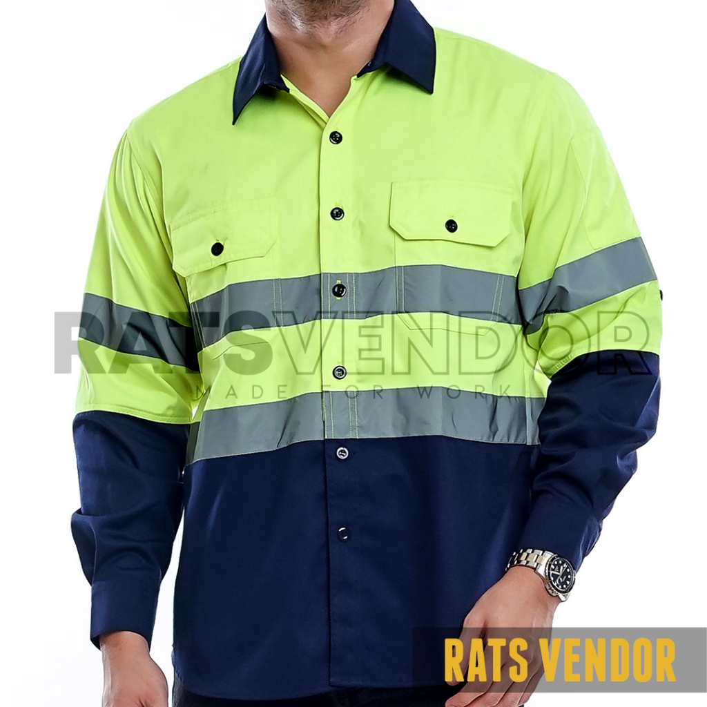 Jual Kemeja Safety K3 Baju Proyek Tambang Wearpack Kerja Seragam