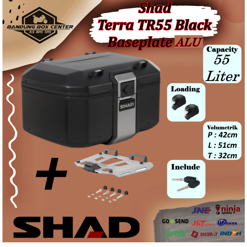 Jual Box Motor Pannier Almunium Shad Terra TR55 Black TR 55 Baseplate