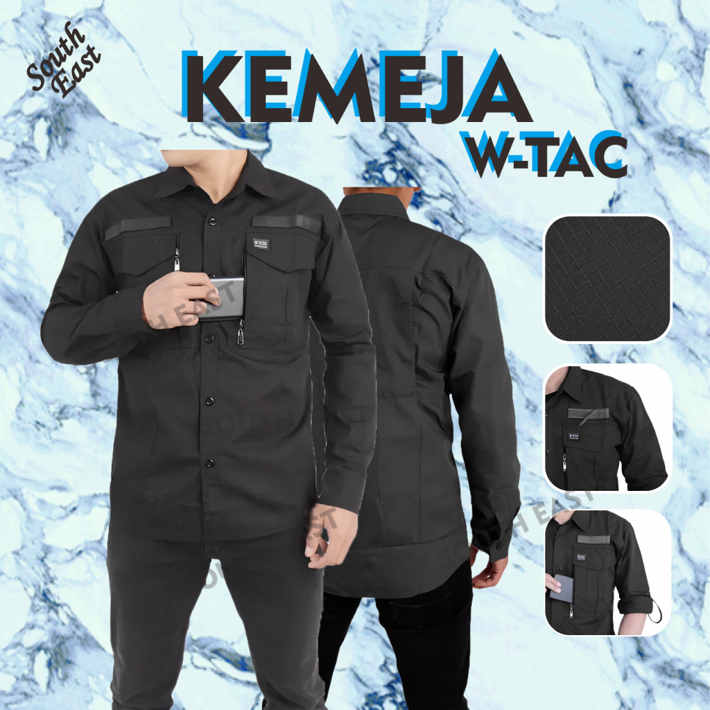 Jual Kemeja Tactical W Tac Lengan Panjang Warna Hitam Bahan American