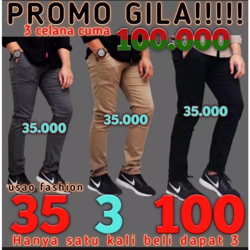 Jual Paket Promo Celana Chinos Panjang Rip Ribu Dapat Pcs