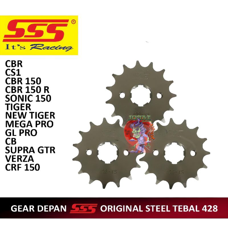 Jual GEAR DEPAN SSS 428 TIGER CB150R CBR150 MEGAPRO GL SONIC SUPRA