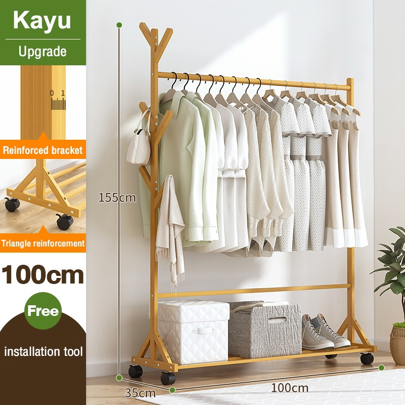 Jual Oke Gantung Baju Kayu Gantungan Baju Celanan Stand Hanger Rak