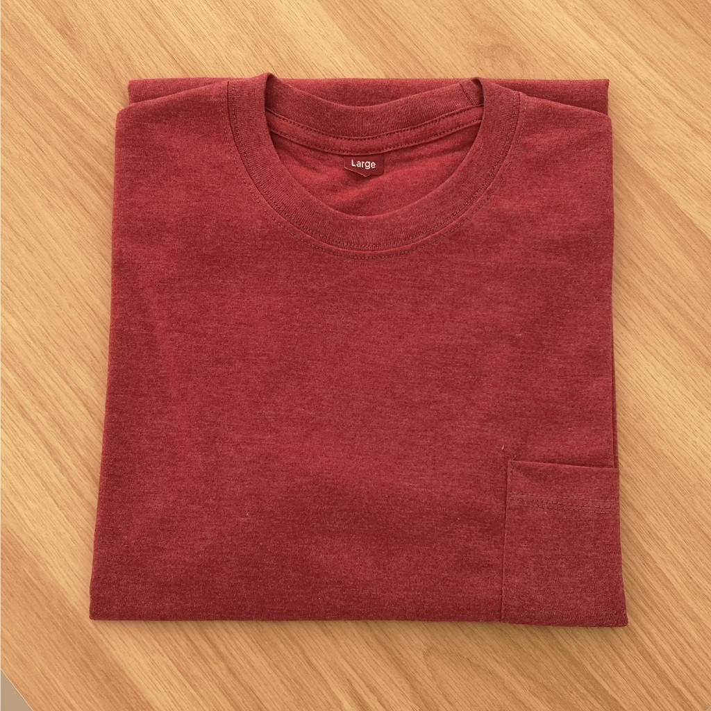 Jual Baju Kaos Polos Saku Pria Pocket Tangan Pendek Warna Maroon Misty