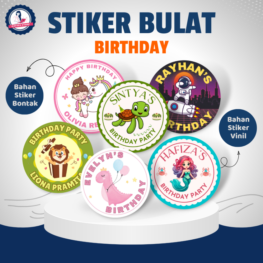 Jual Custom Stiker Bulat Birthday Ulang Tahun Label Makanan Souvenir