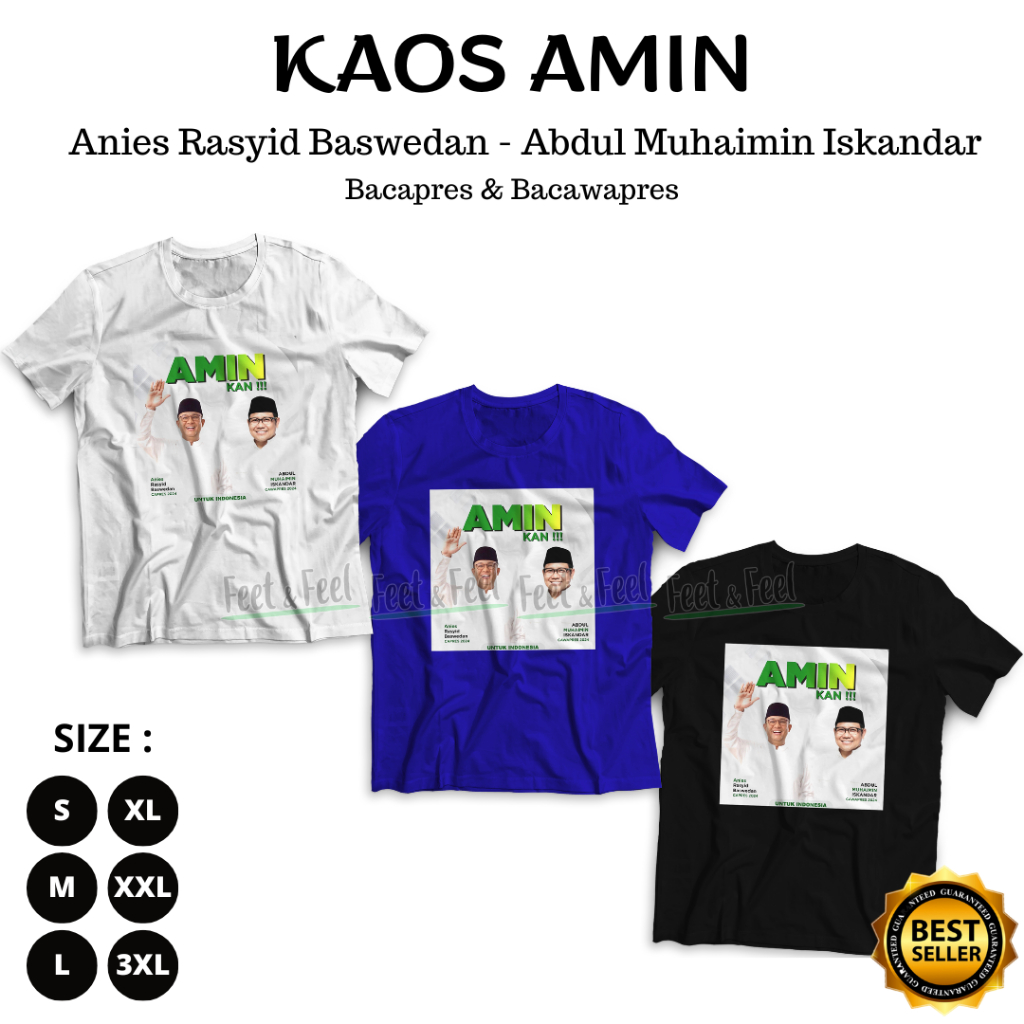 Jual Kaos Anies Baswedan Muhaimin Iskandar Amin Pemilu Kampanye