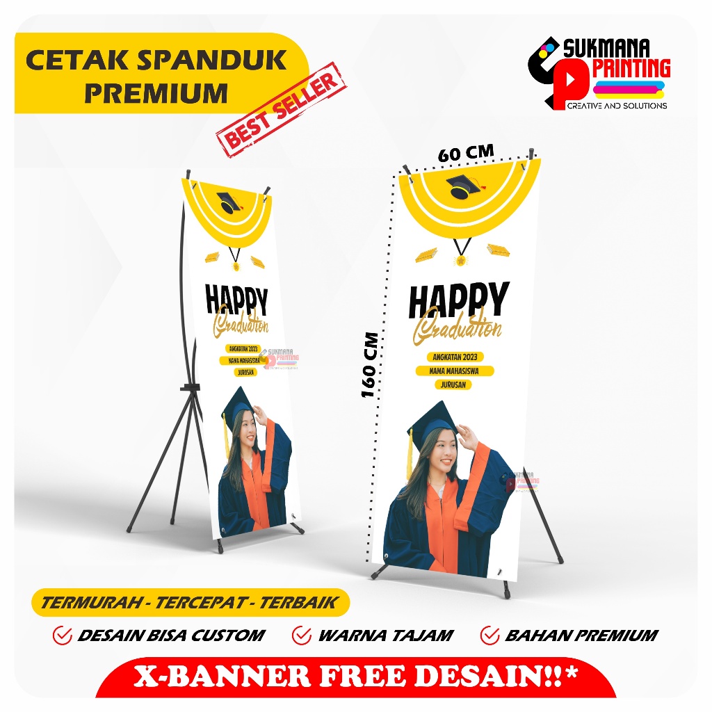 Jual CETAK X BANNER 1 SET RANGKA WISUDA MAHASISWA GRADUATION PERAYAAN