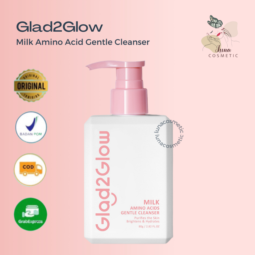 Jual Glad2Glow Milk Amino Acid Gentle Cleanser Face Wash 80ml Shopee