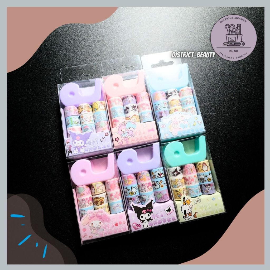 Jual Washi Tape Sanrio Lucu Free Dispenser Mini Solatip Isolasi Kertas