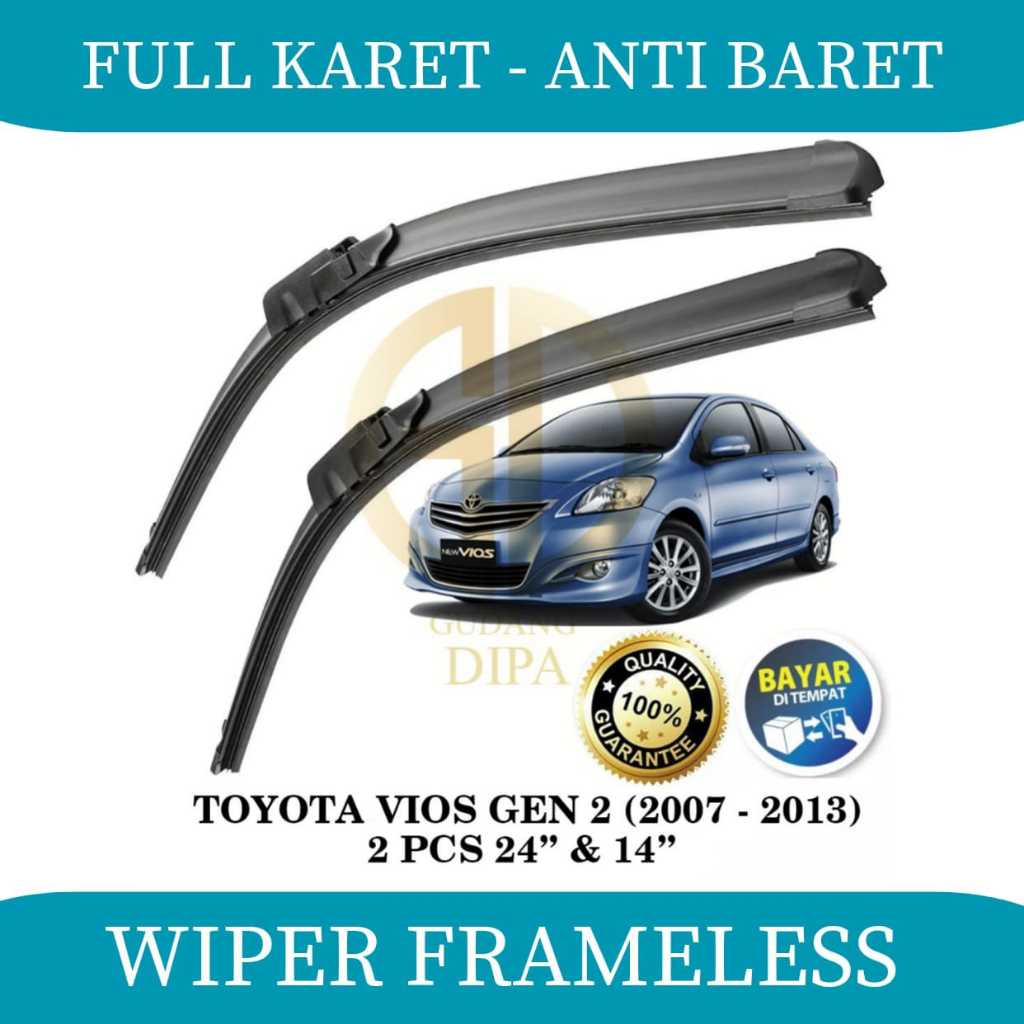 Jual Wiper Frameless Full Karet Anti Baret Toyota Vios Pcs Kanan Kiri