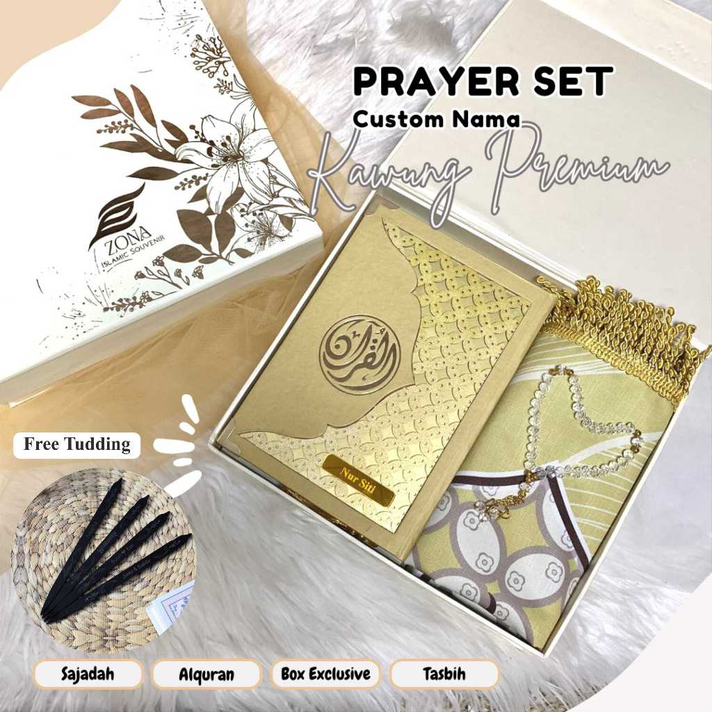 Jual Souvenir Al Quran Custom Nama Seserahan Nikah Sajadah Box