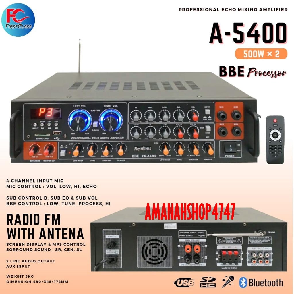 Jual AMPLIFIER KARAOKE FIRSTCLASS FCA 5400 BLUETOOTH BBE FC A5400