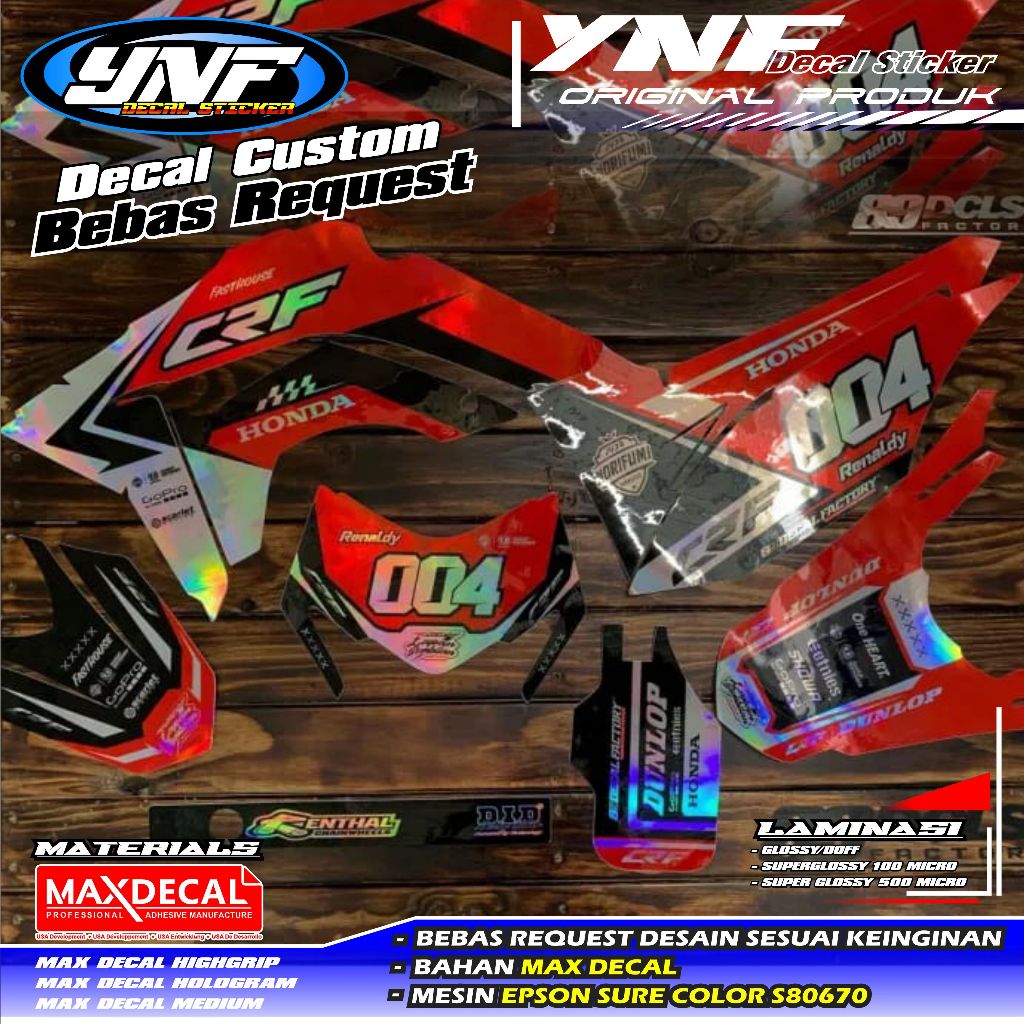 Jual Decal Honda CRF Full Hologram Bebas Request Desain By YNF Decals