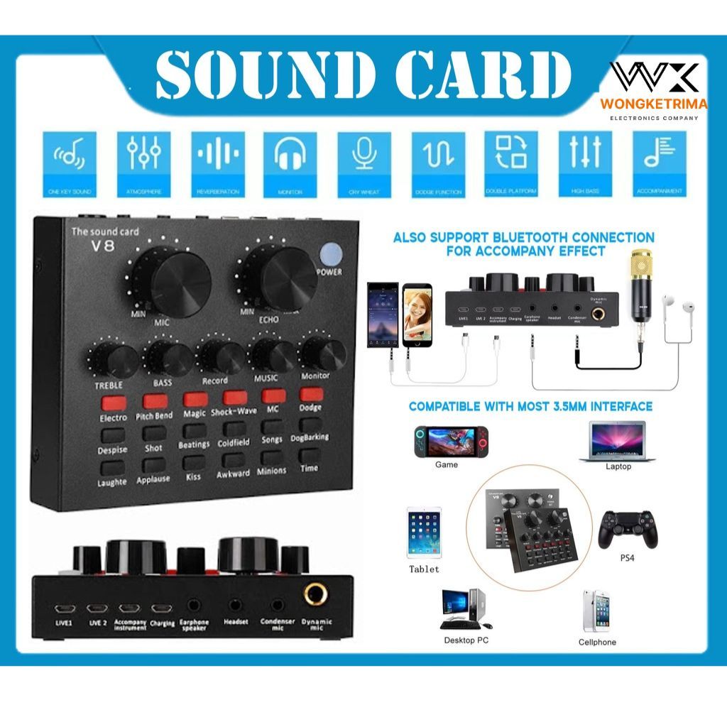 Jual Sound Card V Live Broadcast Mixer Bluetooth Audio Usb External