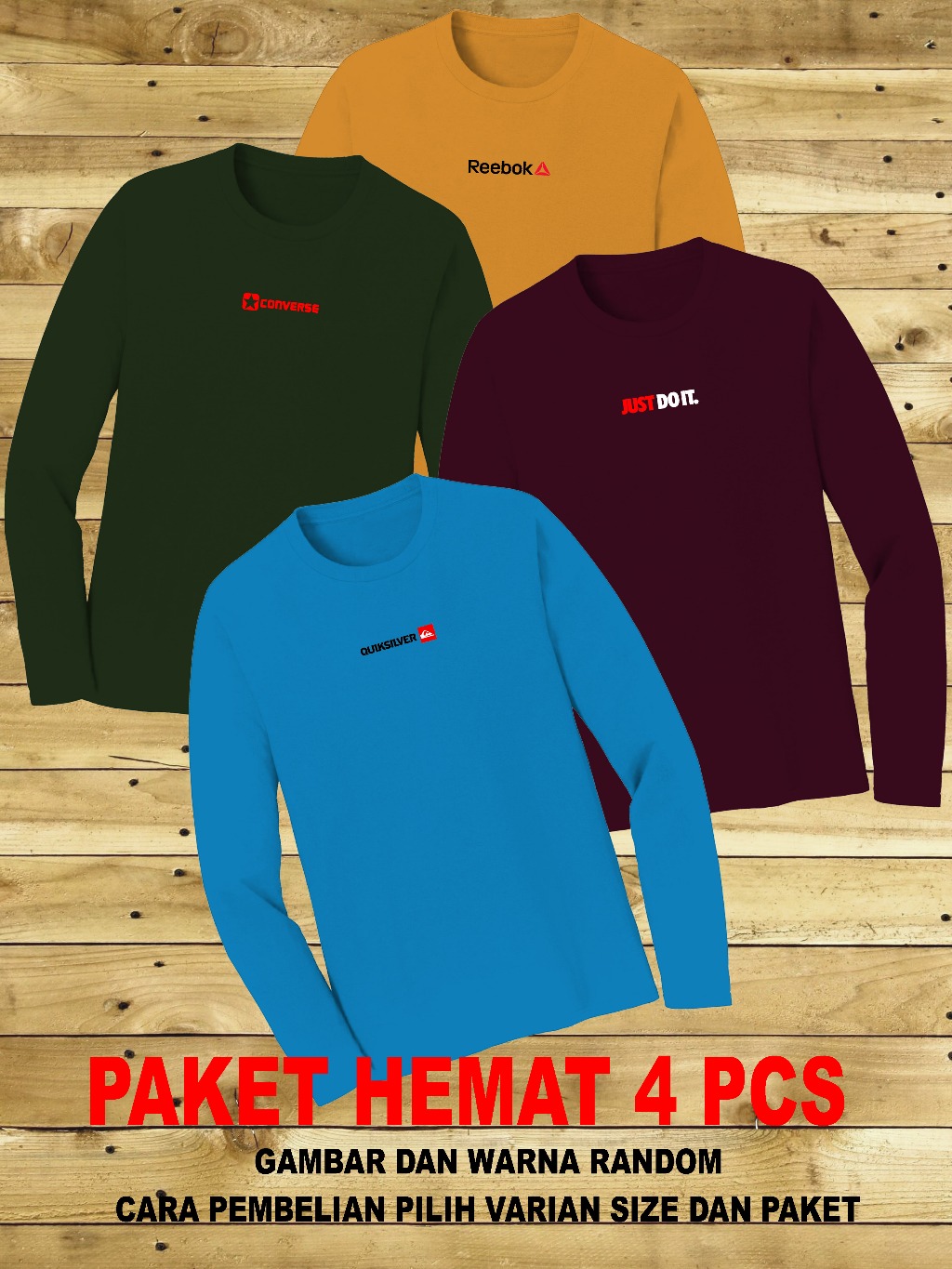 Jual Paket Hemat Pcs Kaos Oblong Lengan Panjang Pria Dan Wanita Murah