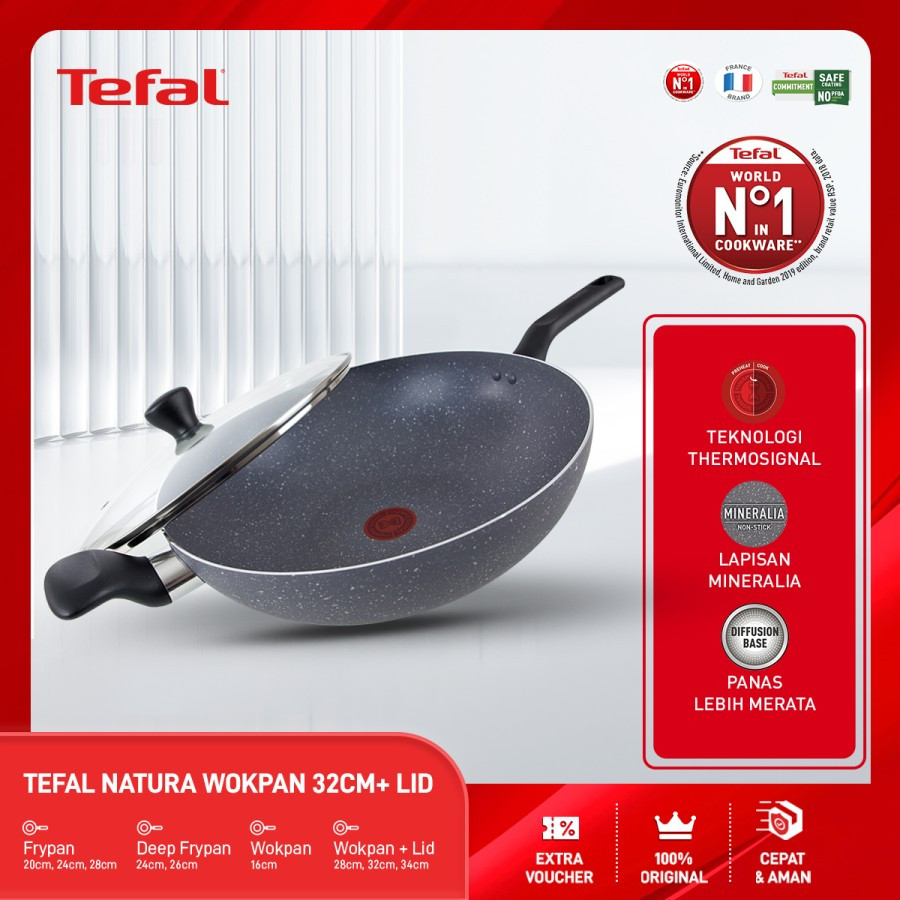 Jual Tefal Natura Wokpan Cm Lid Shopee Indonesia