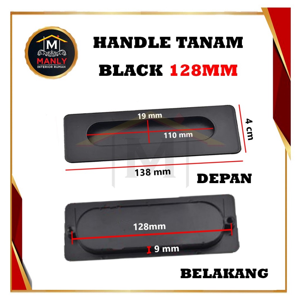 Jual Tarikan Laci Tanam Gagang Pintu Tanam Hitam Emas Sliding Handle