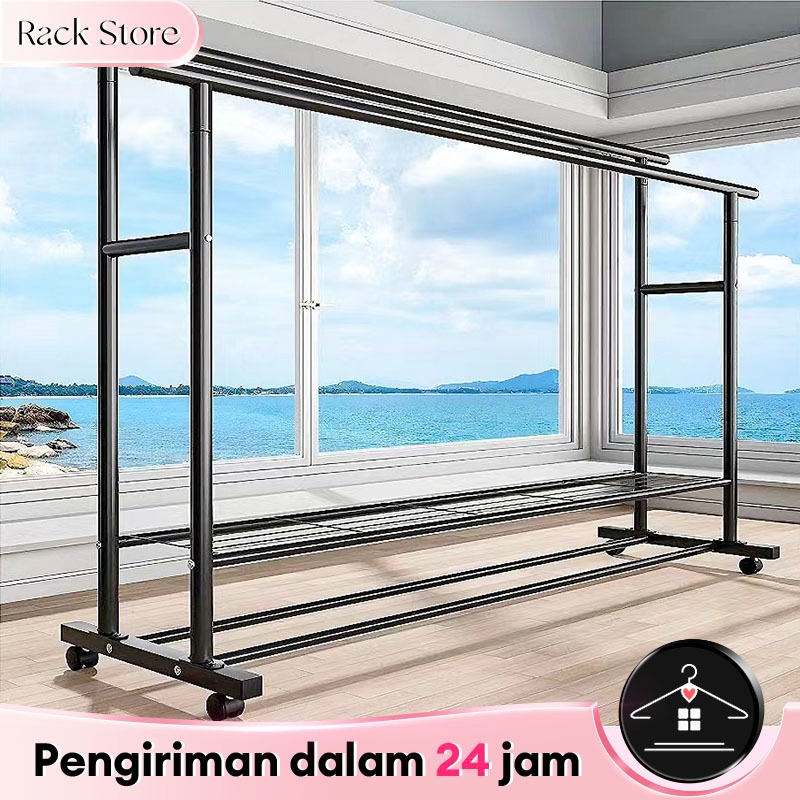 Jual Rak Gantungan Baju Besi Stand Hanger Gawang Baju Portable Jemuran