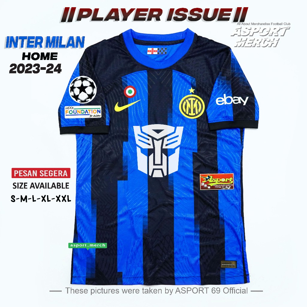 Jual PLAYER ISSUE INTER TRANSFORMERS JERSEY BOLA INTER HOME SPECIAL