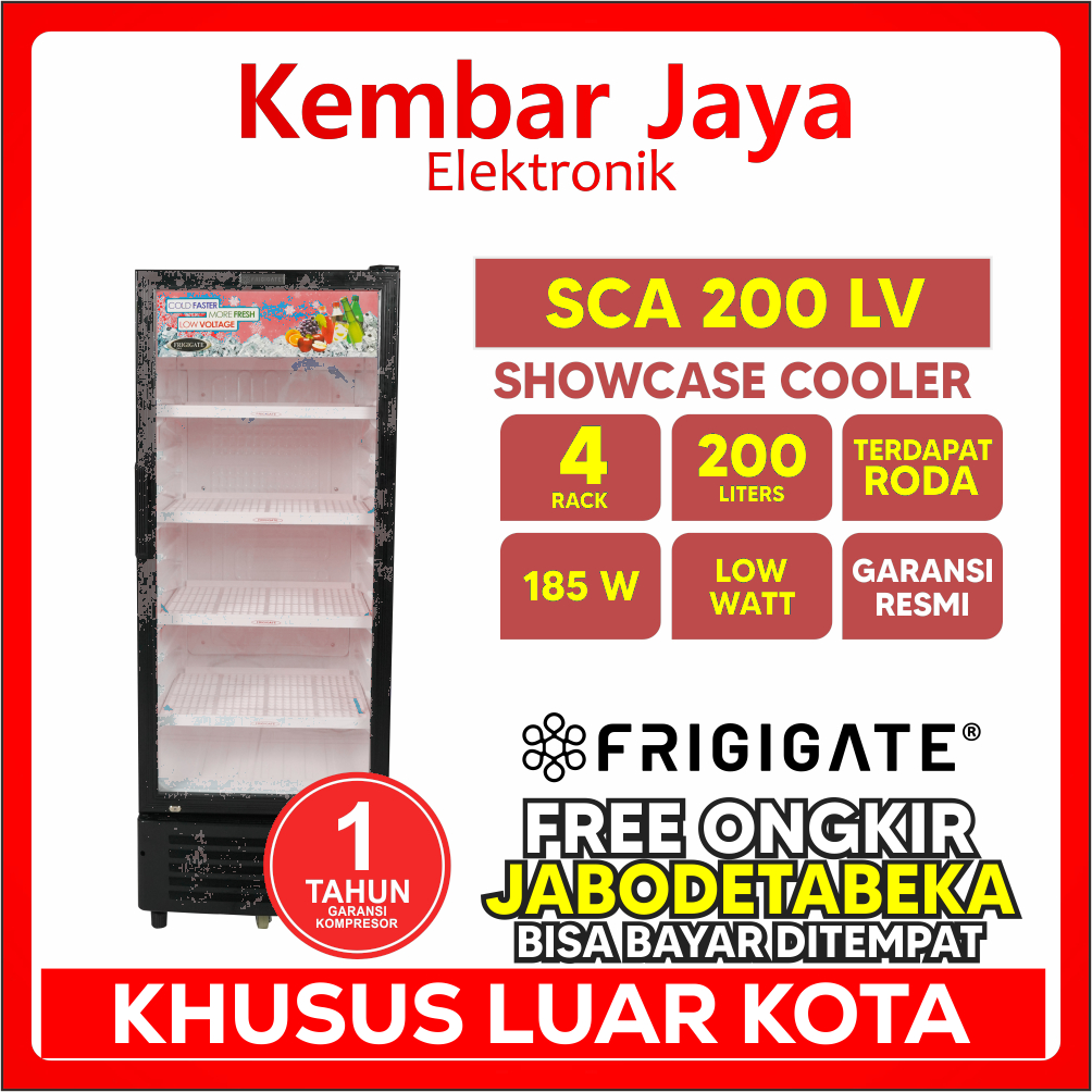 Jual SHOWCASE FRIGIGATE SCA 200 4rak Cooler Kulkas Kaca LOW Watt KULKAS