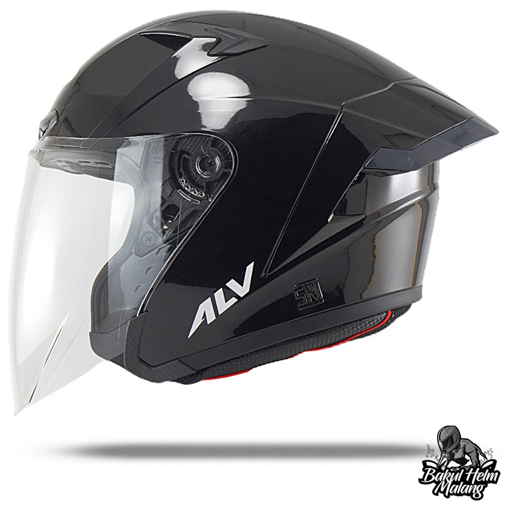 Jual Helm Alv Ultron Pro Black Glossy Helm Half Face Premium Pria Dan