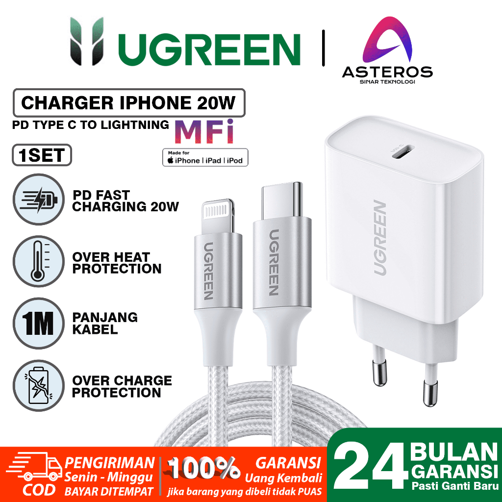 Jual LIVE UGREEN Charger MFI For IPhone PD Type C Fast Charging 20w