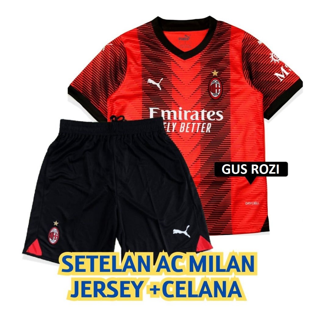 Jual Fullset Baju Celana Jersey Milan Home Premium Quality