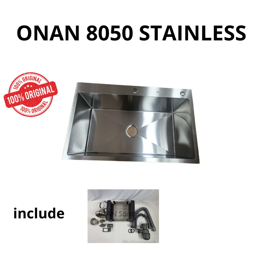 Jual Kitchen Sink Bak Cuci Piring Onan 8050 Stainless Paket Lengkap