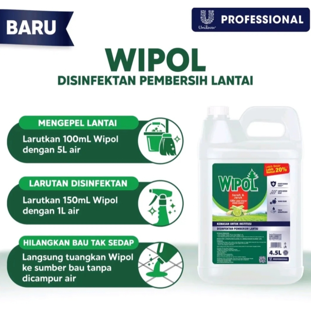 Jual Wipol Sabun Pel Pembersih Lantai Toilet Dapur Karbol Cemara Ml