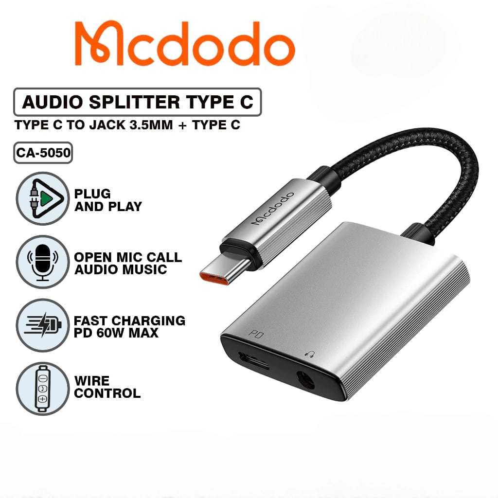 Jual Mcdodo Ca Splitter Type C To Audio Jack In For Iphone