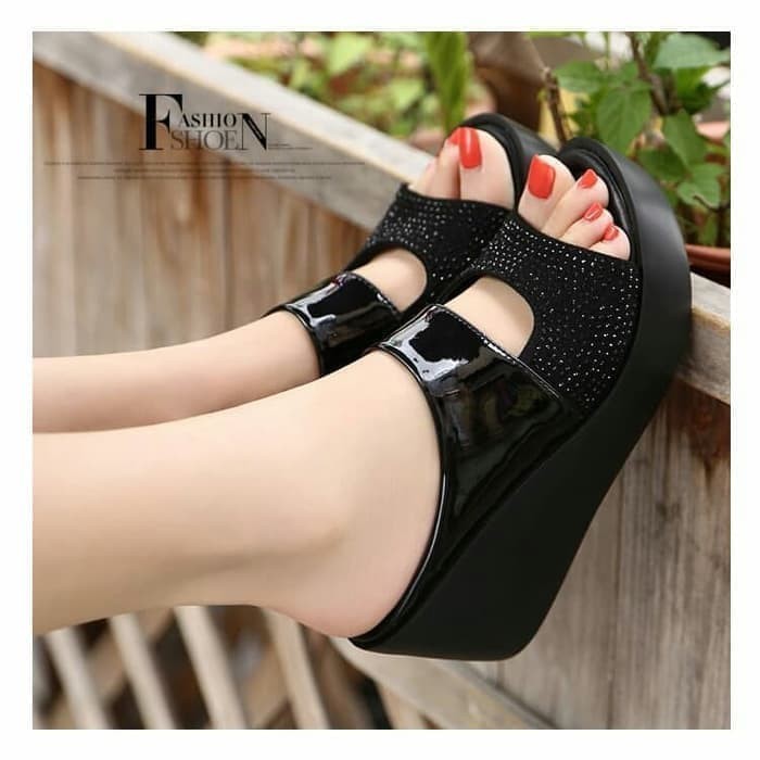 Jual Sandal Wedges Wanita Selop Diana Pasir Tinggi Cm Shopee Indonesia