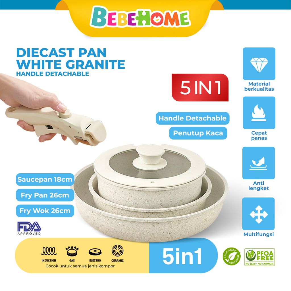 Jual Tifale By Bebehome White Granit In Antilengket Dengan Pegangan